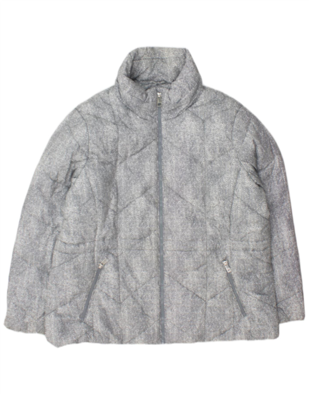 Marks & Spencer Womens Padded Jacket UK 20 2XL Grey Herringbone Polyester