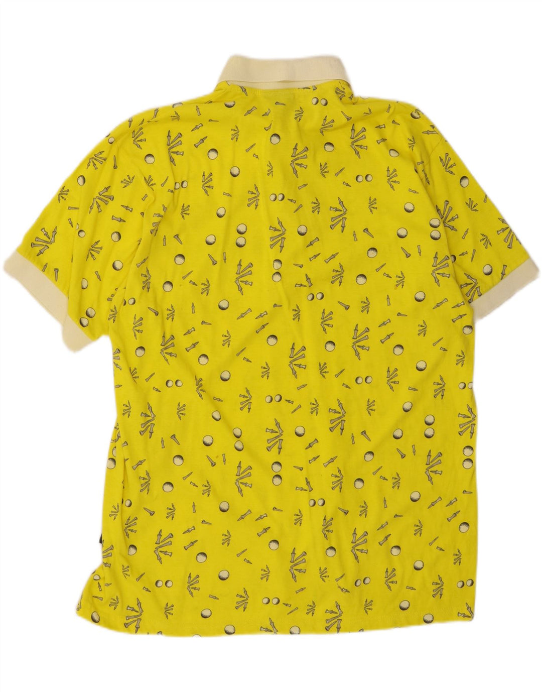 GIANFRANCO FERRE Mens Abstract Pattern Polo Shirt IT 50 Medium Yellow