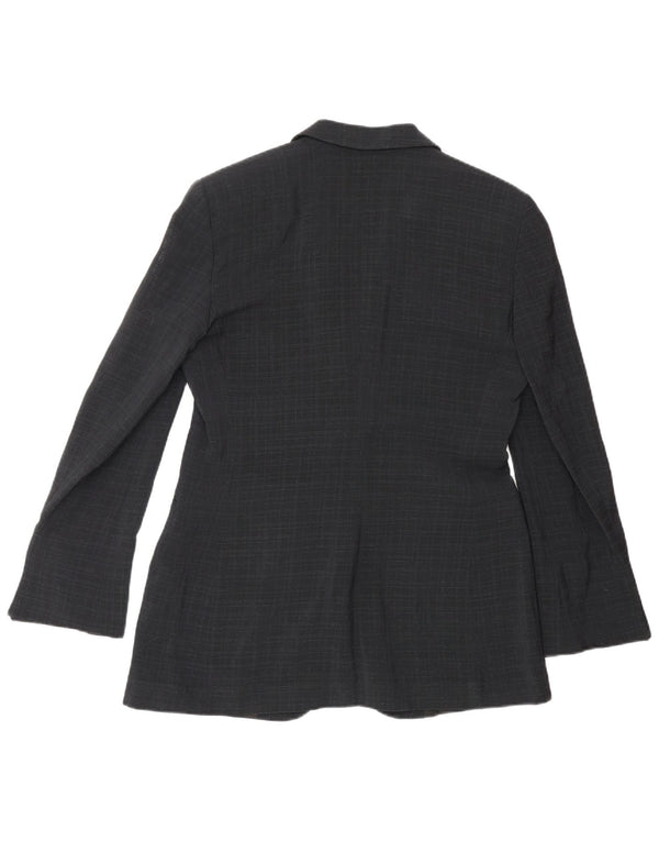 Emporio Armani Womens 1 Button Blazer Jacket IT 44 Medium Navy Blue Check