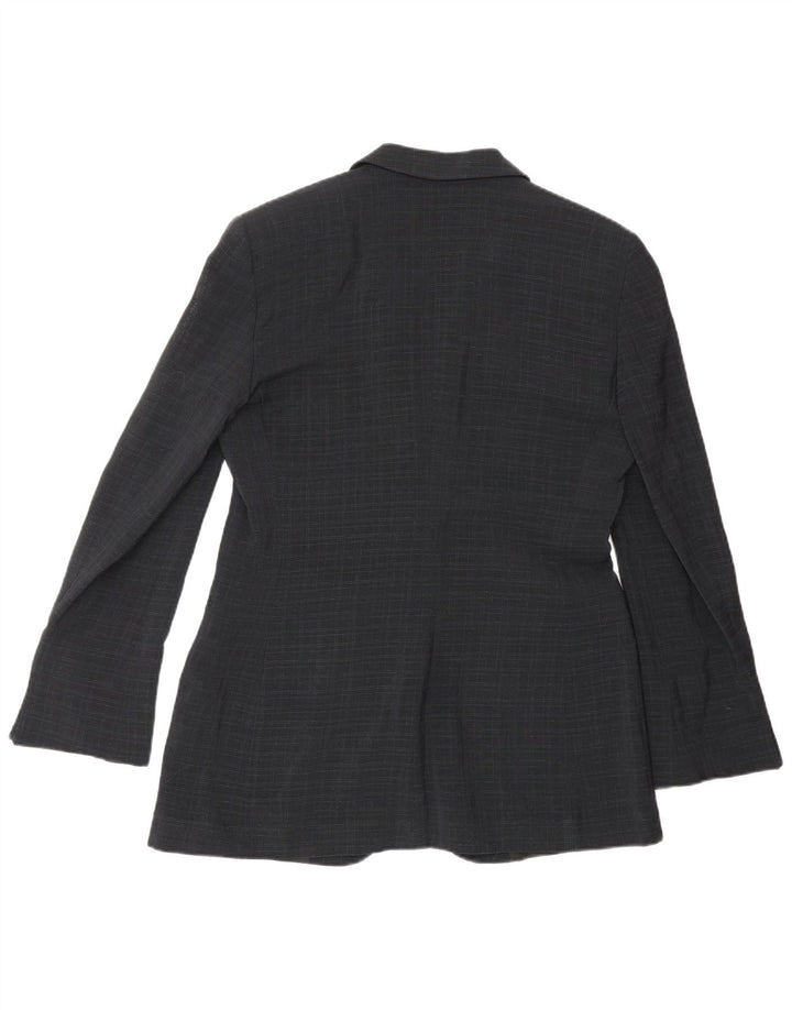 Emporio Armani Womens 1 Button Blazer Jacket IT 44 Medium Navy Blue Check