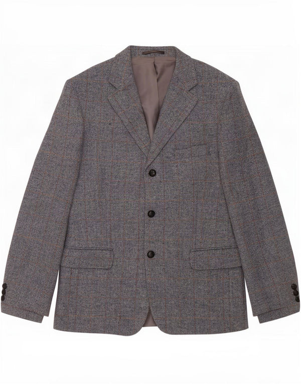 Avoca Mens 3 Button Blazer Jacket UK 42 XL Grey Wool