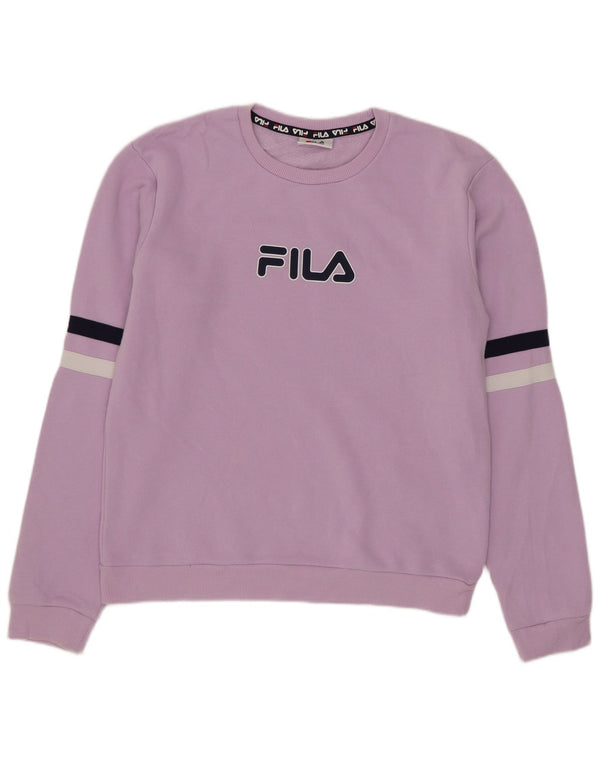 Fila Girls Graphic Sweatshirt Jumper 13-14 Years Purple Colourblock Cotton