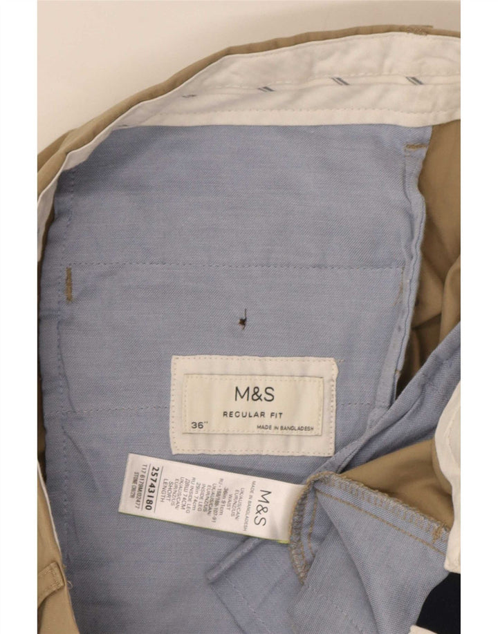 Marks & Spencer Mens Regular Fit Chino Trousers W36 L29 Beige Cotton
