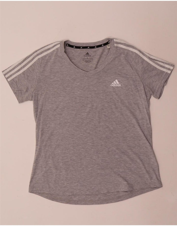 Adidas Womens T-Shirt Top UK 16/18 Large Grey Polyester
