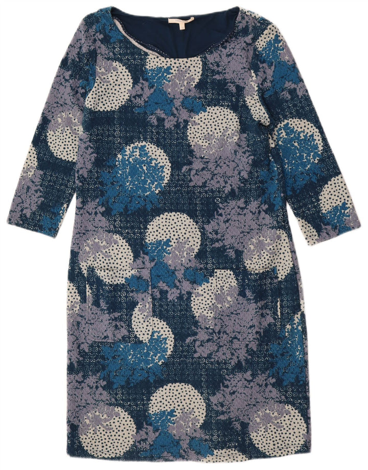 White Stuff Womens 3/4 Sleeve Shift Dress UK 12 Medium Navy Blue Floral