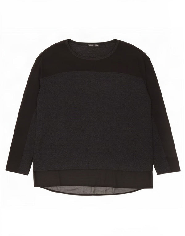 Zara Womens Oversized Top Long Sleeve UK 14 Medium Black Viscose