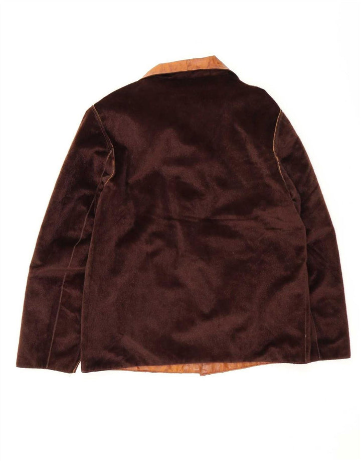 Vintage Mens Leather Reversible Jacket IT 52 Large Brown