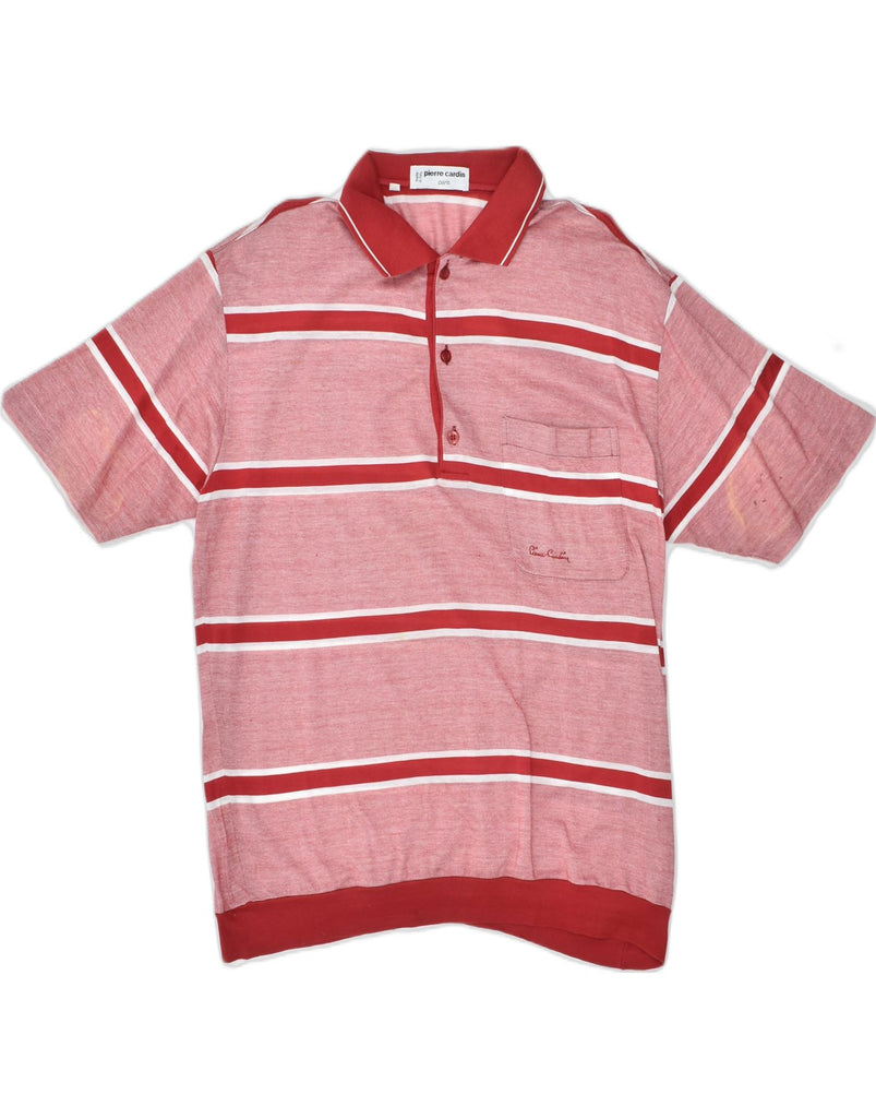 PIERRE CARDIN Mens Paris Polo Shirt IT 46 Small Red Striped | Vintage | Thrift | Second-Hand | Used Clothing | Messina Hembry 