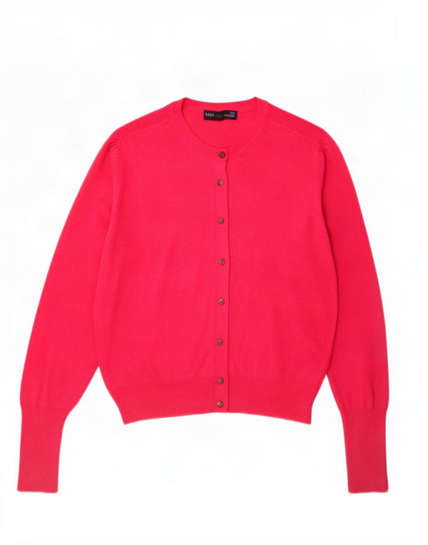 Marks & Spencer Womens Cardigan Sweater UK 14 Medium Pink Viscose
