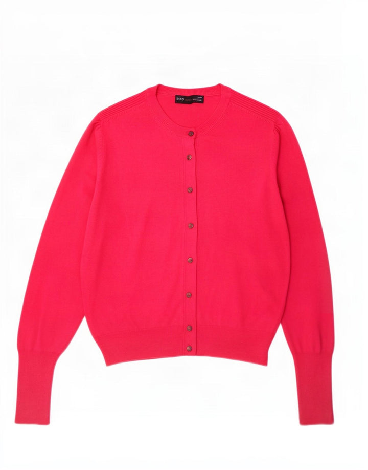 Marks & Spencer Womens Cardigan Sweater UK 14 Medium Pink Viscose