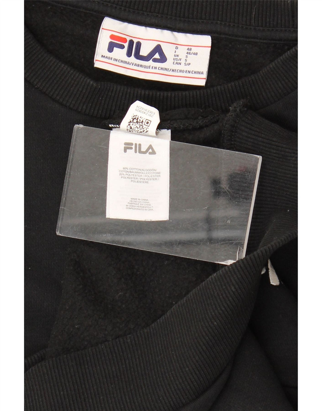Fila Mens Sweatshirt Jumper Small Black Colourblock Cotton