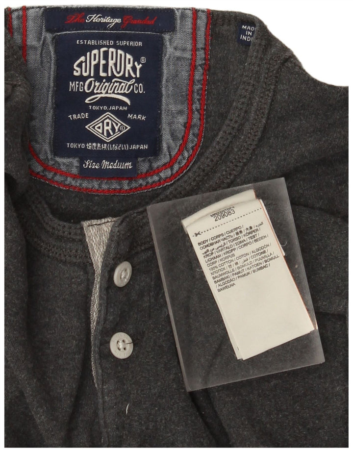Superdry Mens Heritage Top Long Sleeve Medium Grey Cotton