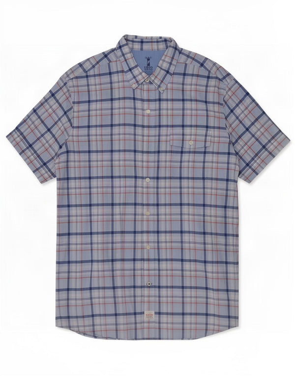 Izod Mens Short Sleeve Shirt Large Blue Check
