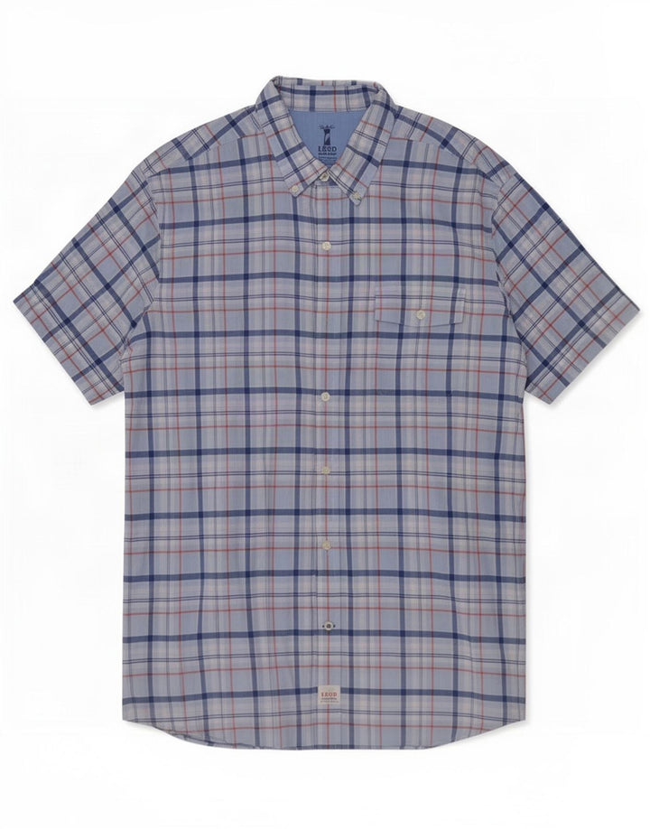Izod Mens Short Sleeve Shirt Large Blue Check