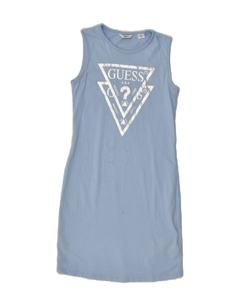 GUESS Girls Graphic Sleeveless T-Shirt Dress 11-12 Years Blue Cotton | Vintage Guess | Thrift | Second-Hand Guess | Used Clothing | Messina Hembry 