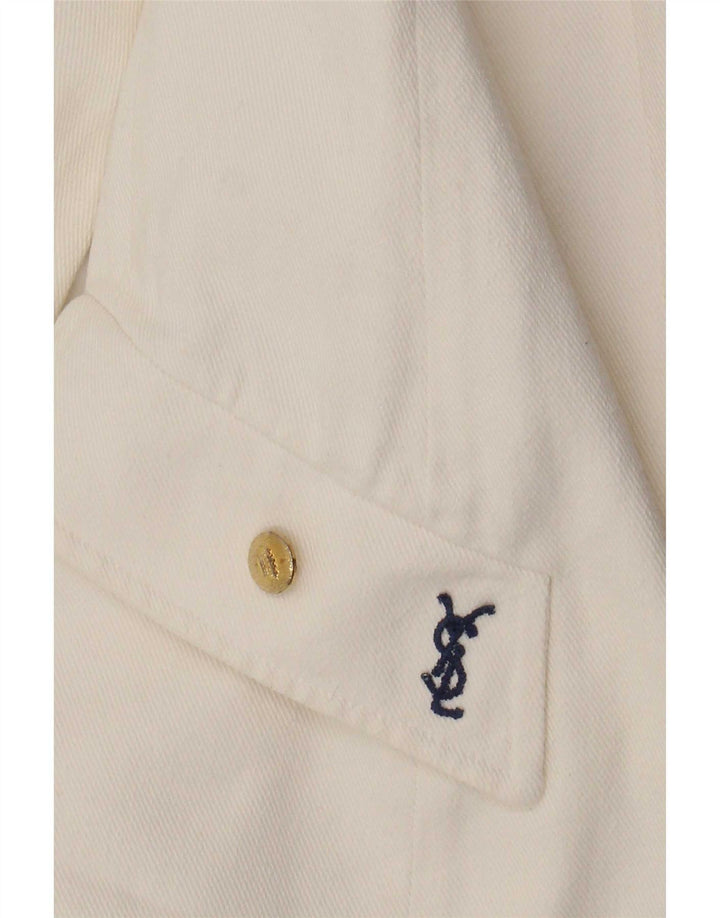 Yves Saint Laurent Womens Denim 2 Button Blazer Jacket UK 10 Small White