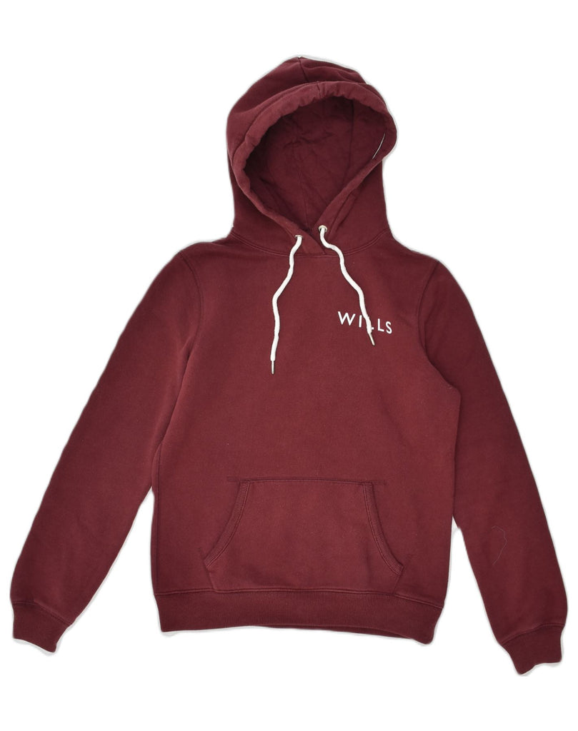 JACK WILLS Womens Graphic Hoodie Jumper UK 10 Small  Burgundy Cotton | Vintage Jack Wills | Thrift | Second-Hand Jack Wills | Used Clothing | Messina Hembry 