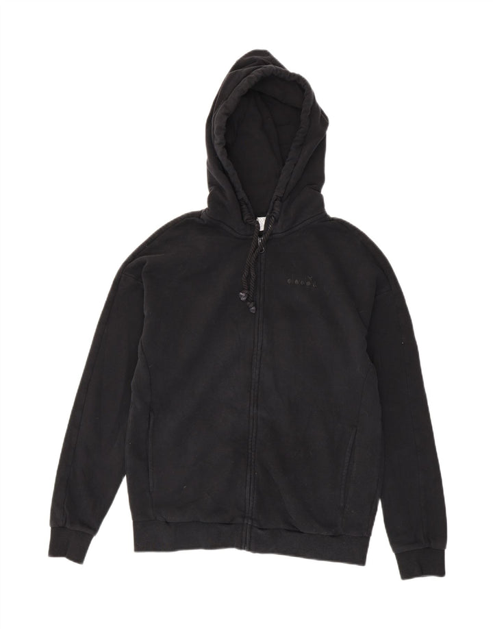 Diadora Mens Zip Hoodie Sweater Small Black Cotton