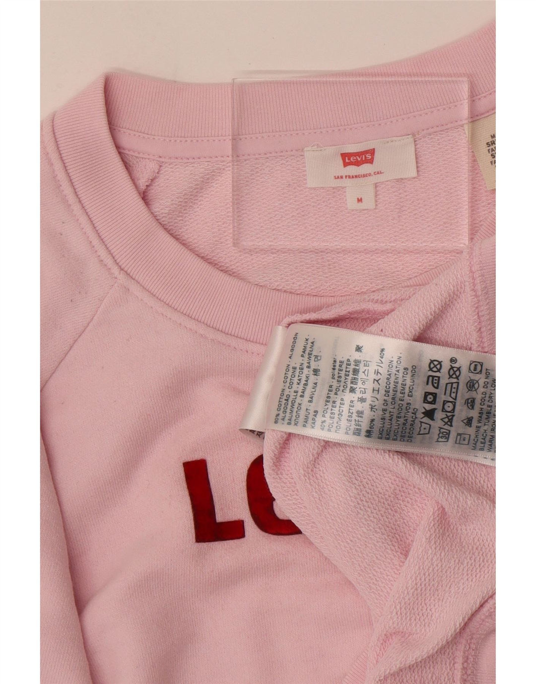 Levi's Womens Graphic Oversized Sweatshirt Jumper UK 14 Medium Pink Cotton