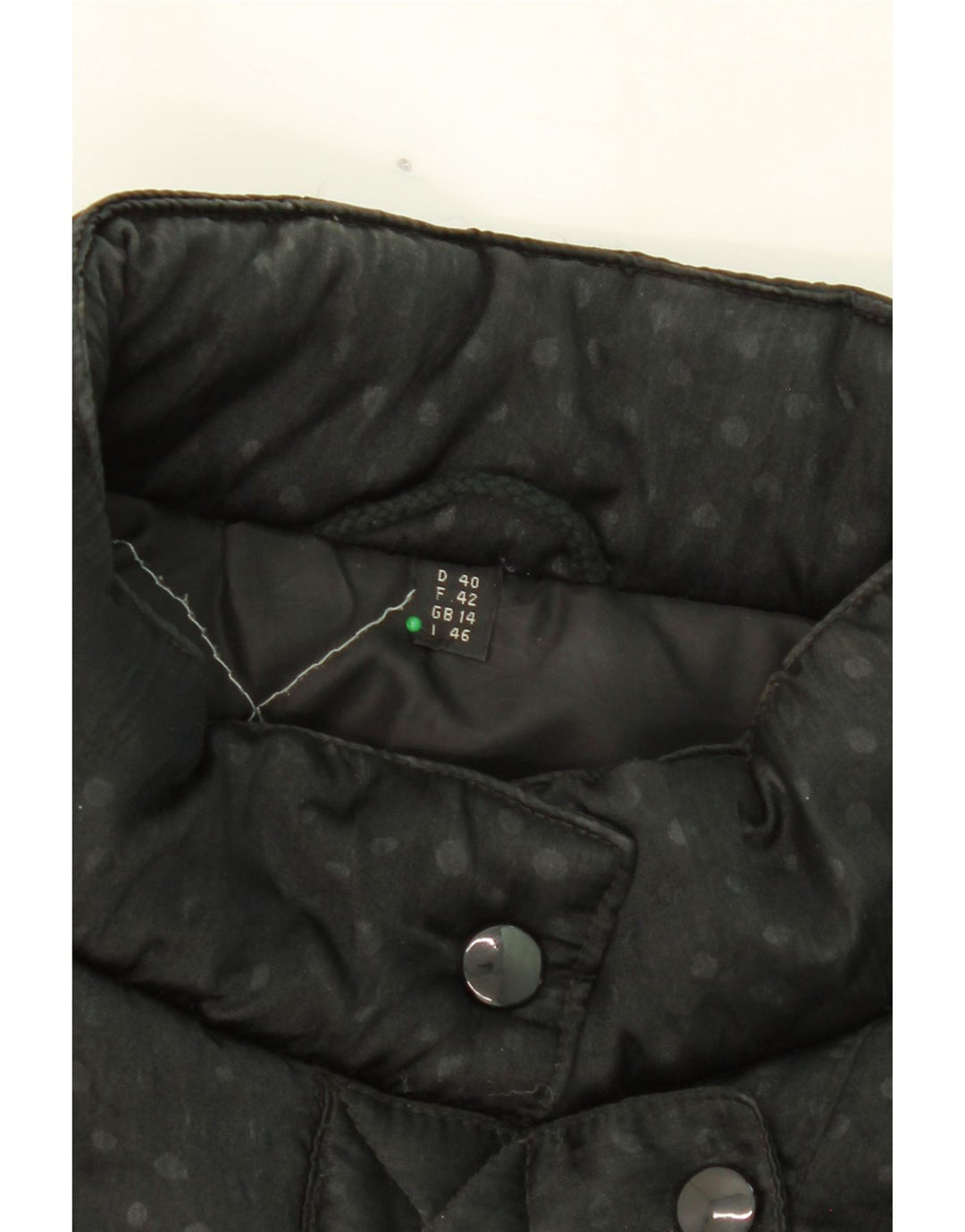 VINTAGE Womens Padded Coat UK 14 Large  Black Spotted Vintage Vintage and Second-Hand Vintage from Messina Hembry 