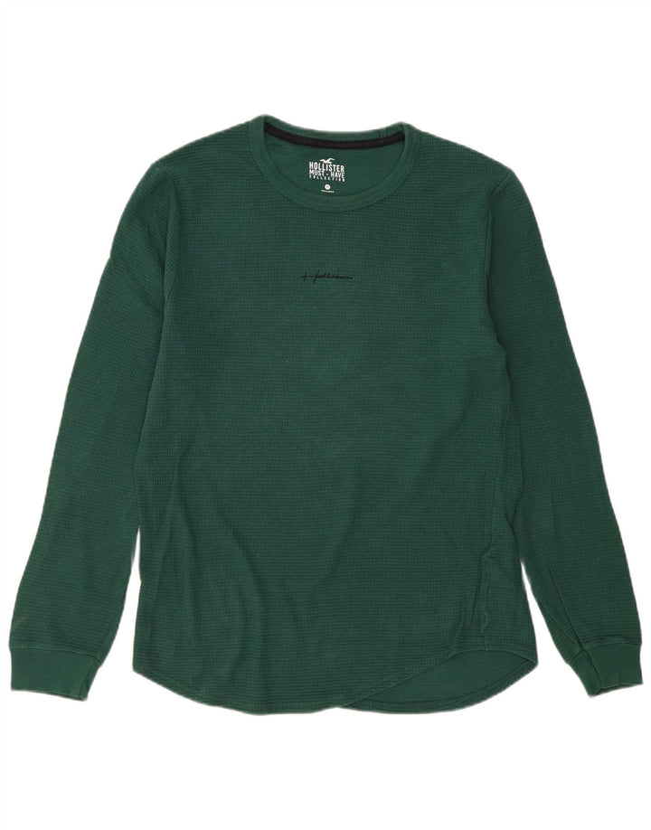 Hollister Mens Top Long Sleeve Medium Green Cotton