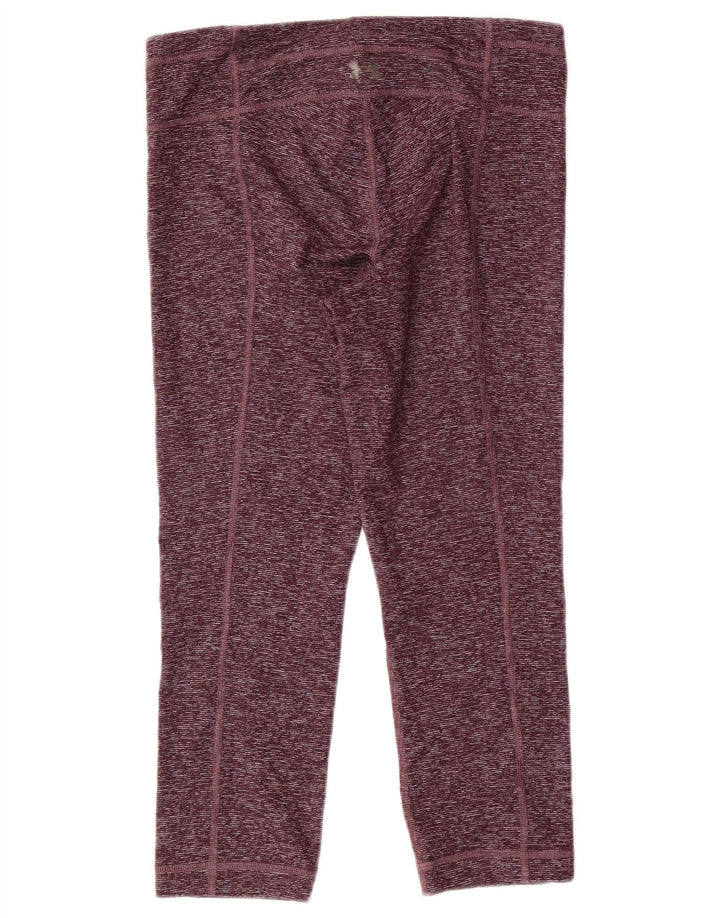 UNDER ARMOUR Womens Capri Leggings UK 10 Small Burgundy Flecked Polyester