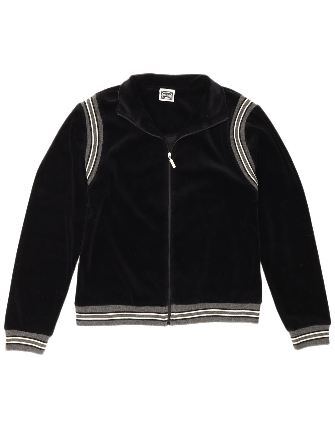 Vintage Womens Tracksuit Top Jacket EU 36/38 Small Black Striped Cotton