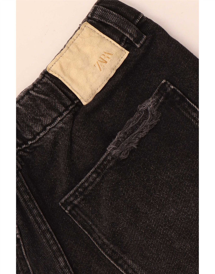 ZARA Girls Distressed Denim Shorts 9-10 Years W24 Grey