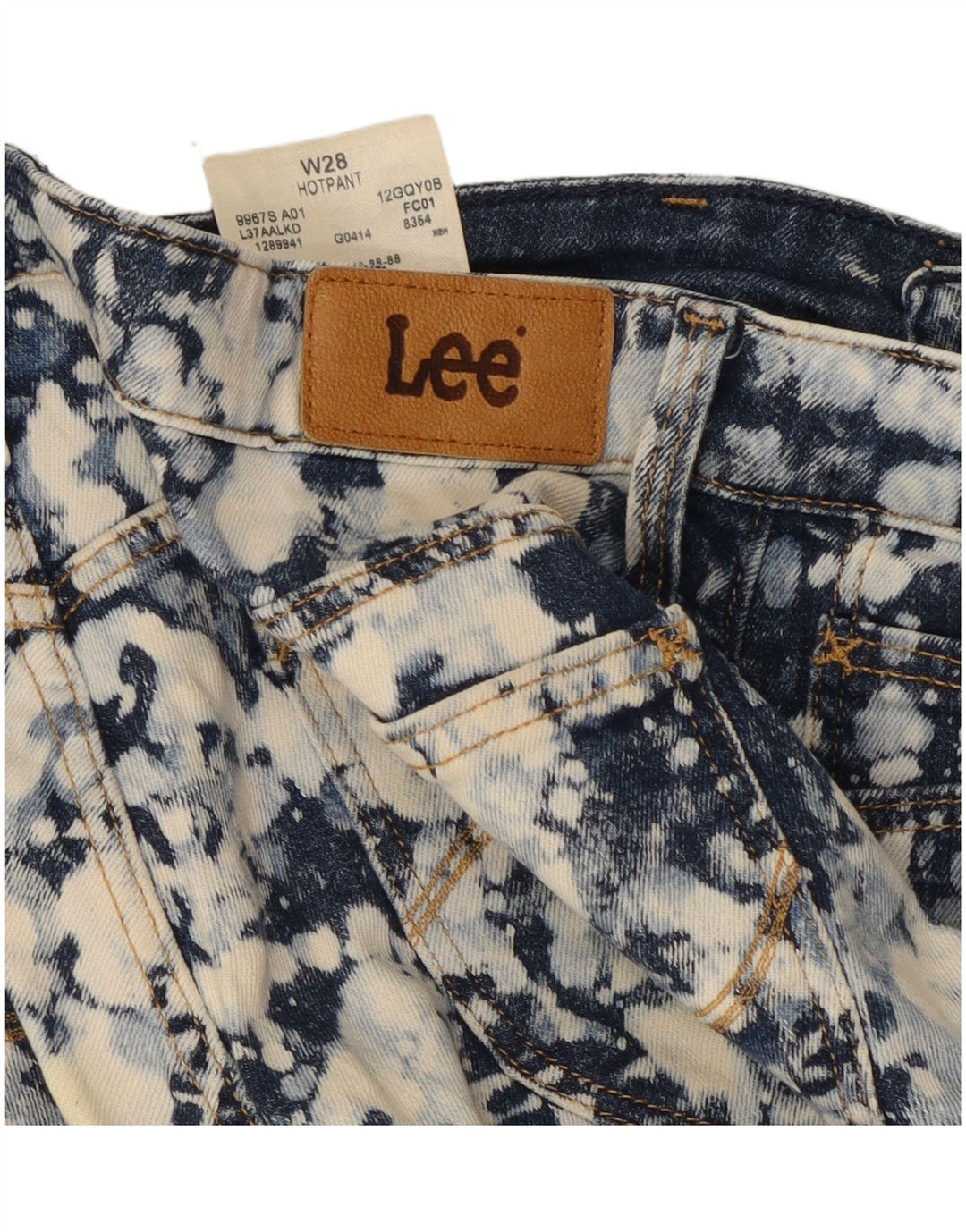 Lee Womens Denim Hot Pants W28 Medium Navy Blue Tie Dye Cotton