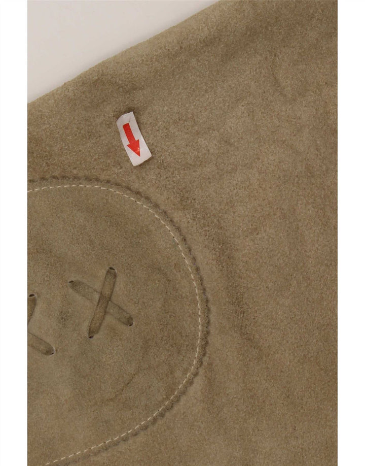 Vintage Womens Suede Mini Skirt W28 Medium Khaki Leather