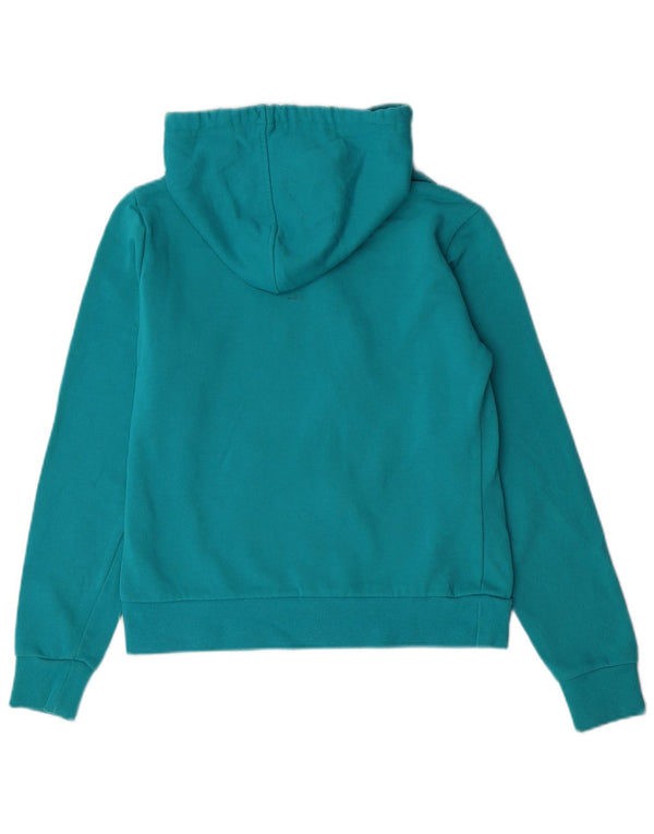 Fila Womens Graphic Crop Zip Hoodie Sweater UK 10 Small Turquoise Cotton