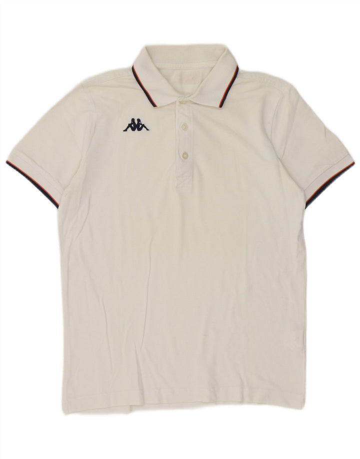 Kappa Mens Polo Shirt Small White Striped Cotton