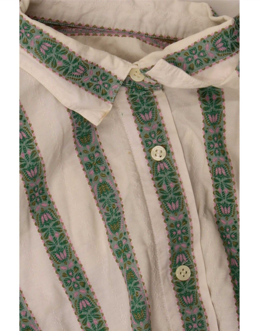 Vintage Womens Short Sleeve Shirt UK 16 Large White Striped