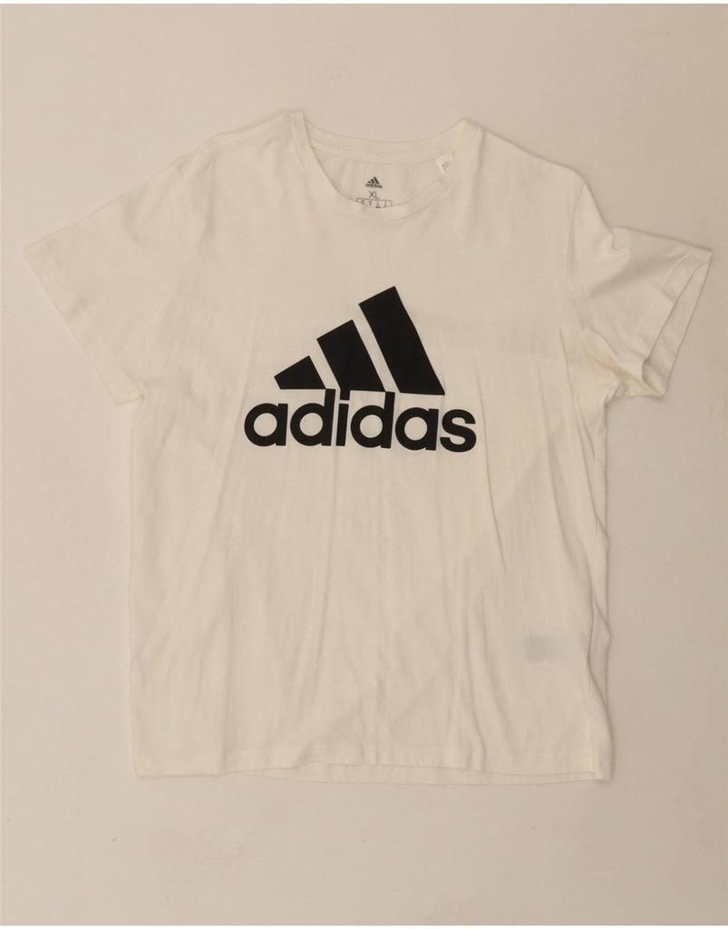 ADIDAS Womens Graphic T-Shirt Top UK 20/22 XL White Cotton Vintage Adidas and Second-Hand Adidas from Messina Hembry 