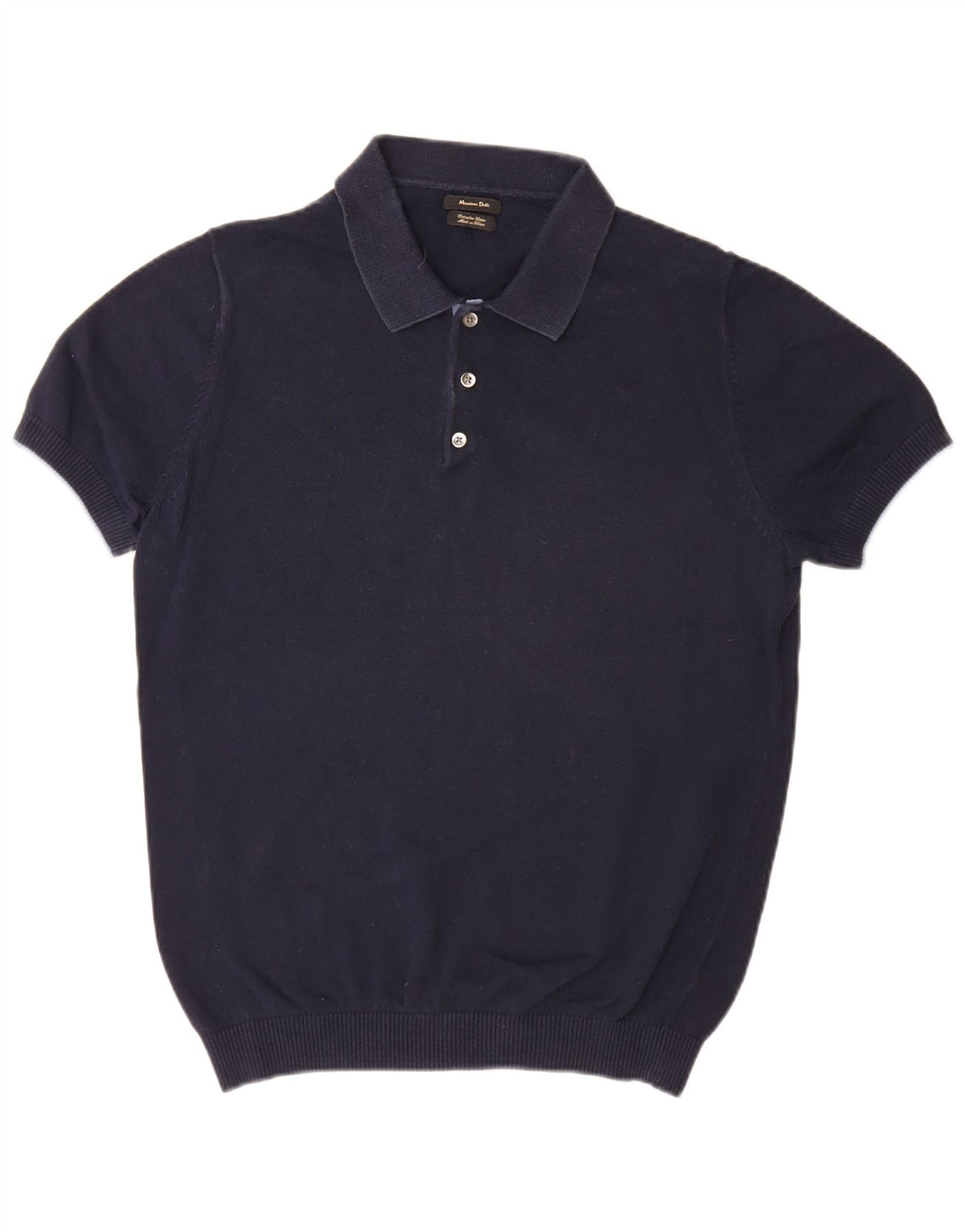 Massimo Dutti Mens Short Sleeve Polo Neck Jumper Sweater Large Navy Blue