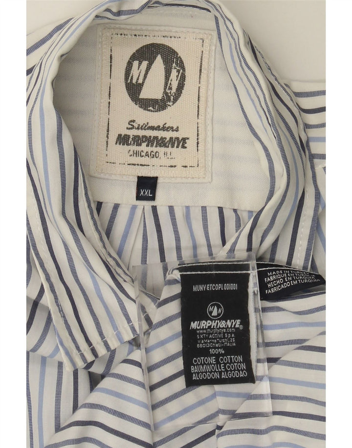 MURPHY & NYE Mens Shirt 2XL Blue Striped Cotton