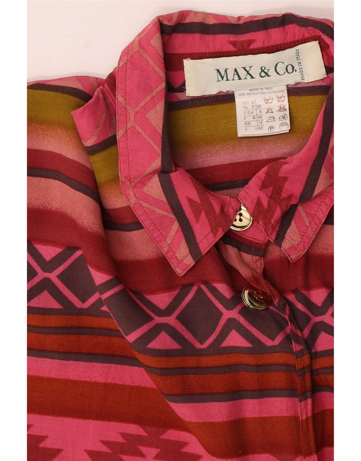 Max&Co. Womens Short Sleeve Shirt UK 12 Medium Multicoloured Geometric