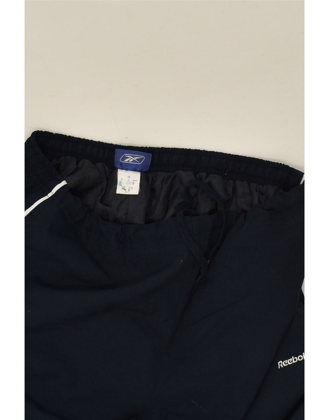 REEBOK Womens Bermuda Sport Shorts UK 16 Large Navy Blue Polyester Vintage Reebok and Second-Hand Reebok from Messina Hembry 