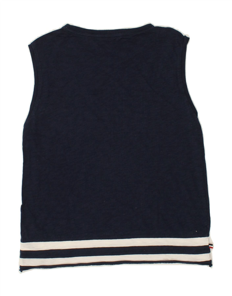 TOMMY HILFIGER Womens Vest Top UK 4 XS Navy Blue Striped Cotton | Vintage Tommy Hilfiger | Thrift | Second-Hand Tommy Hilfiger | Used Clothing | Messina Hembry 