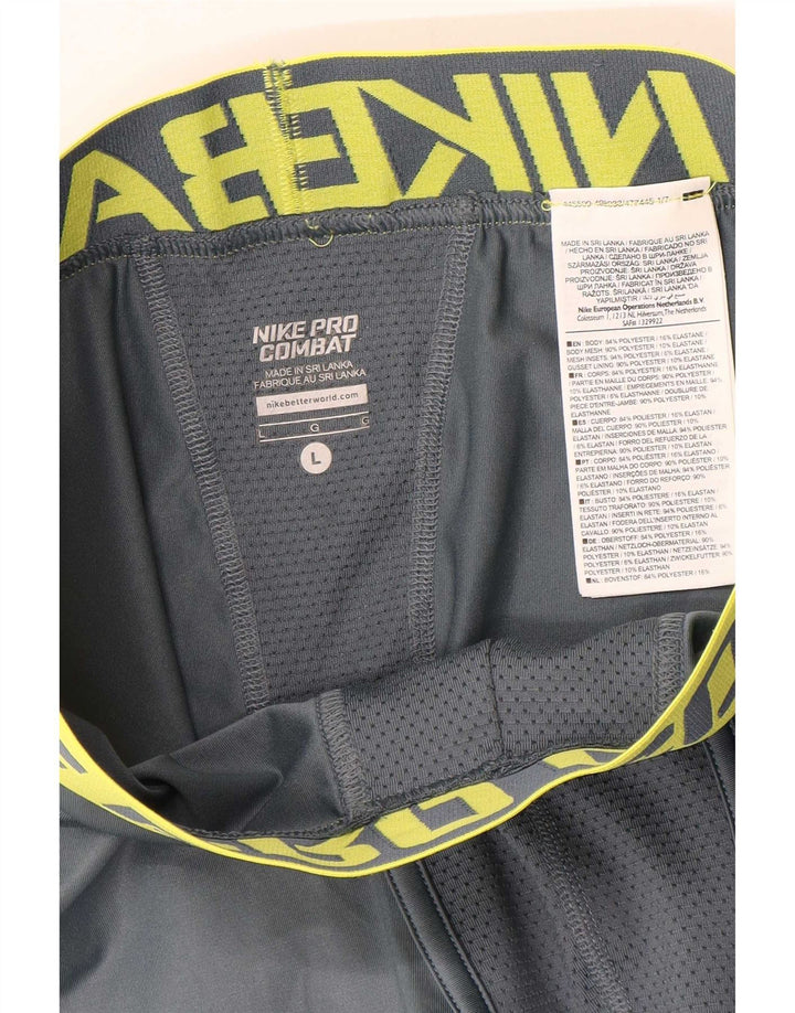 Nike Mens Pro Combat Graphic Sport Shorts Large Grey Colourblock Polyester