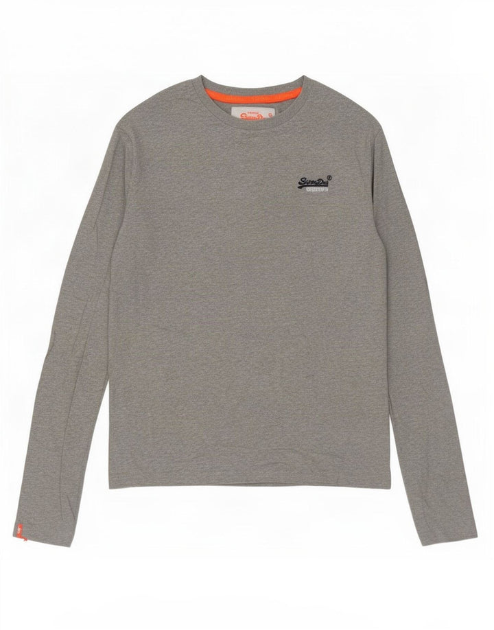 Superdry Mens Top Long Sleeve Small Grey Cotton