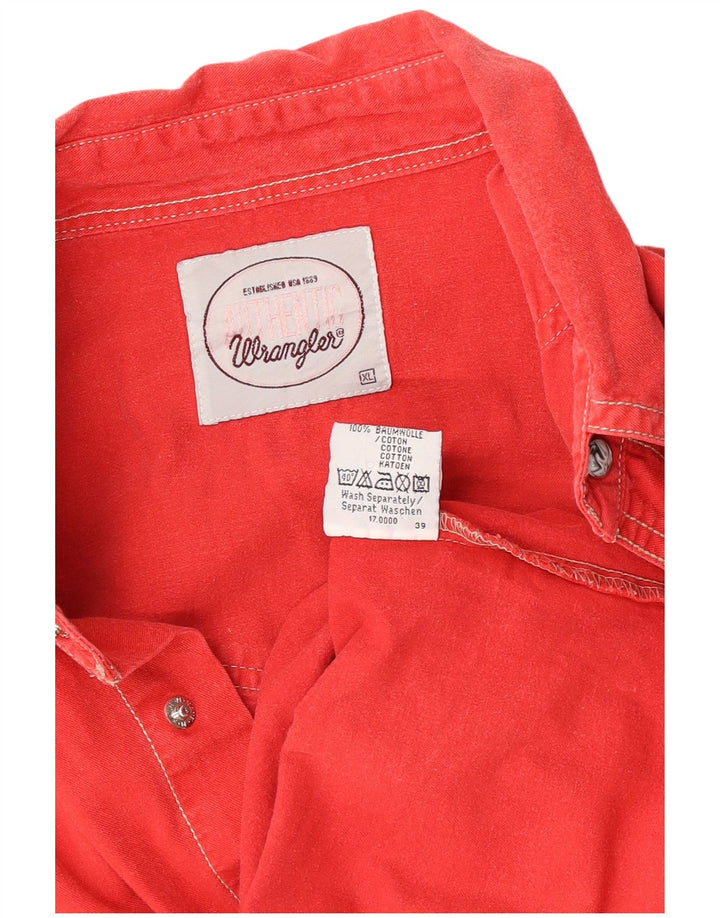 Wrangler Mens Denim Shirt XL Red Cotton