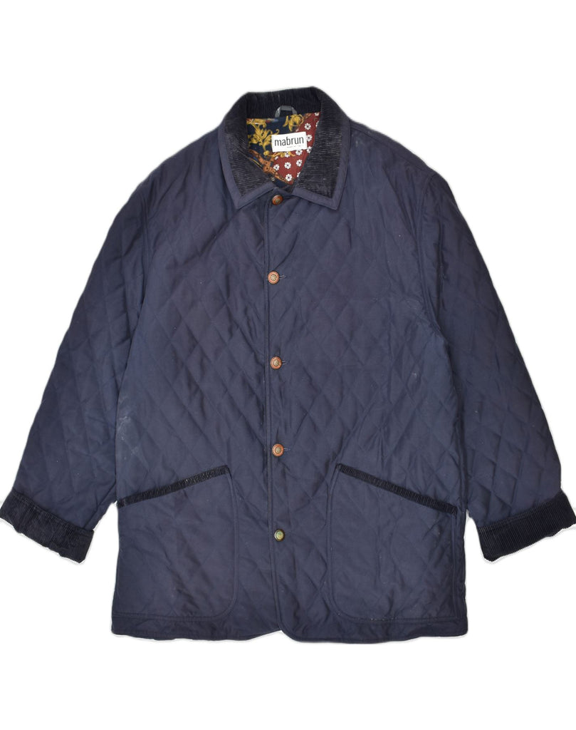 MABRUN Mens Quilted Jacket IT 52 XL Navy Blue Cotton | Vintage | Thrift | Second-Hand | Used Clothing | Messina Hembry 