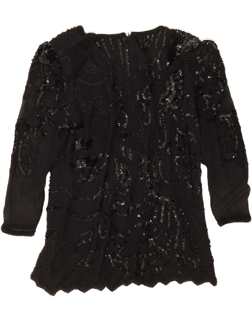 MUREK Womens 3/4 Sleeve Blouse Top UK 14 Medium Black Vintage Murek and Second-Hand Murek from Messina Hembry 