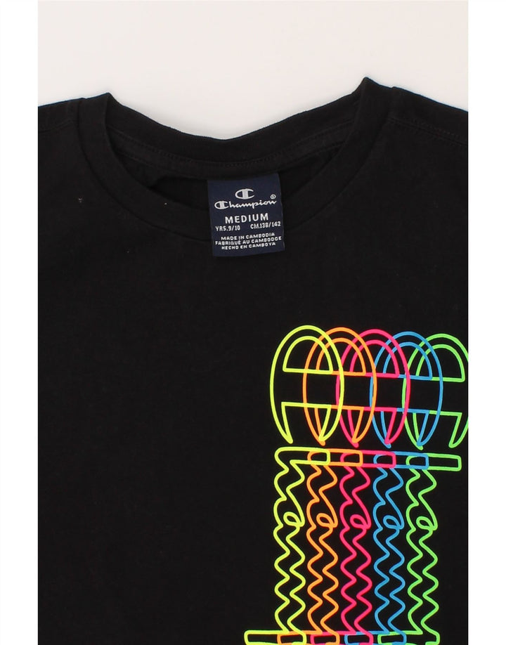 CHAMPION Boys Graphic T-Shirt Top 9-10 Years Medium  Black Cotton Vintage Champion and Second-Hand Champion from Messina Hembry 