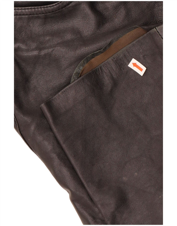 VINTAGE Womens Straight Trousers IT 42 Medium W28 L29 Black Leather