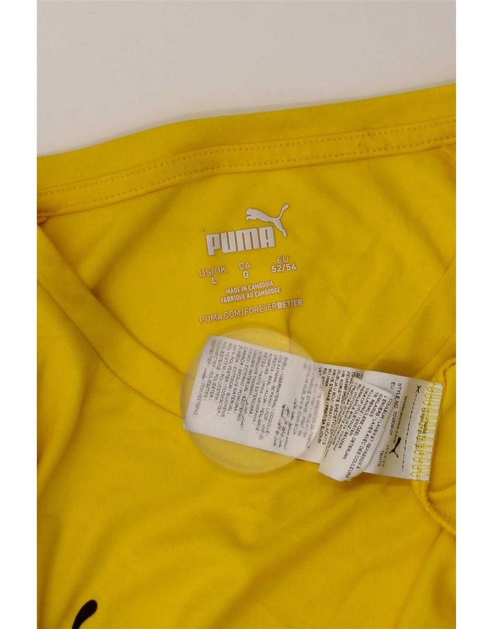 Puma Mens T-Shirt Top Large Yellow Polyester