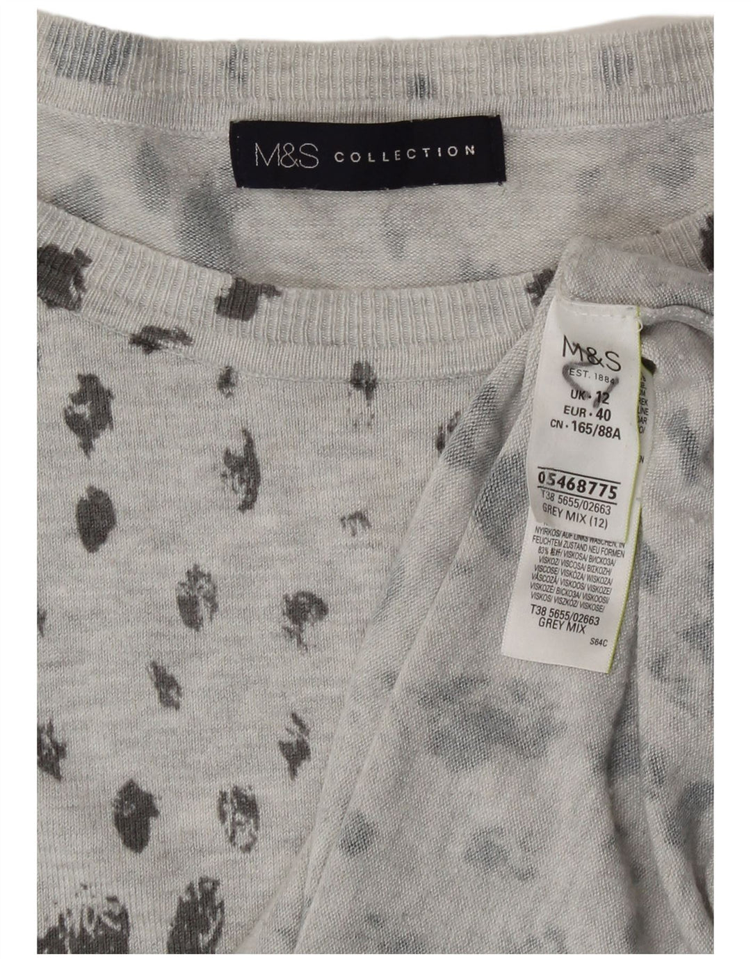 Marks & Spencer Womens Boat Neck Jumper Sweater UK 12 Medium Grey