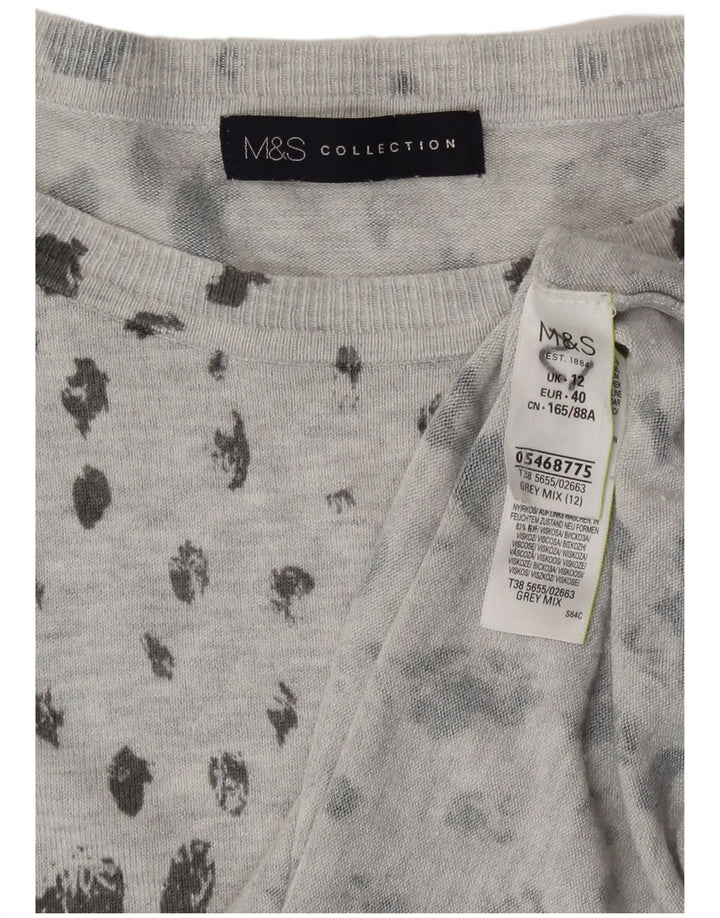 Marks & Spencer Womens Boat Neck Jumper Sweater UK 12 Medium Grey