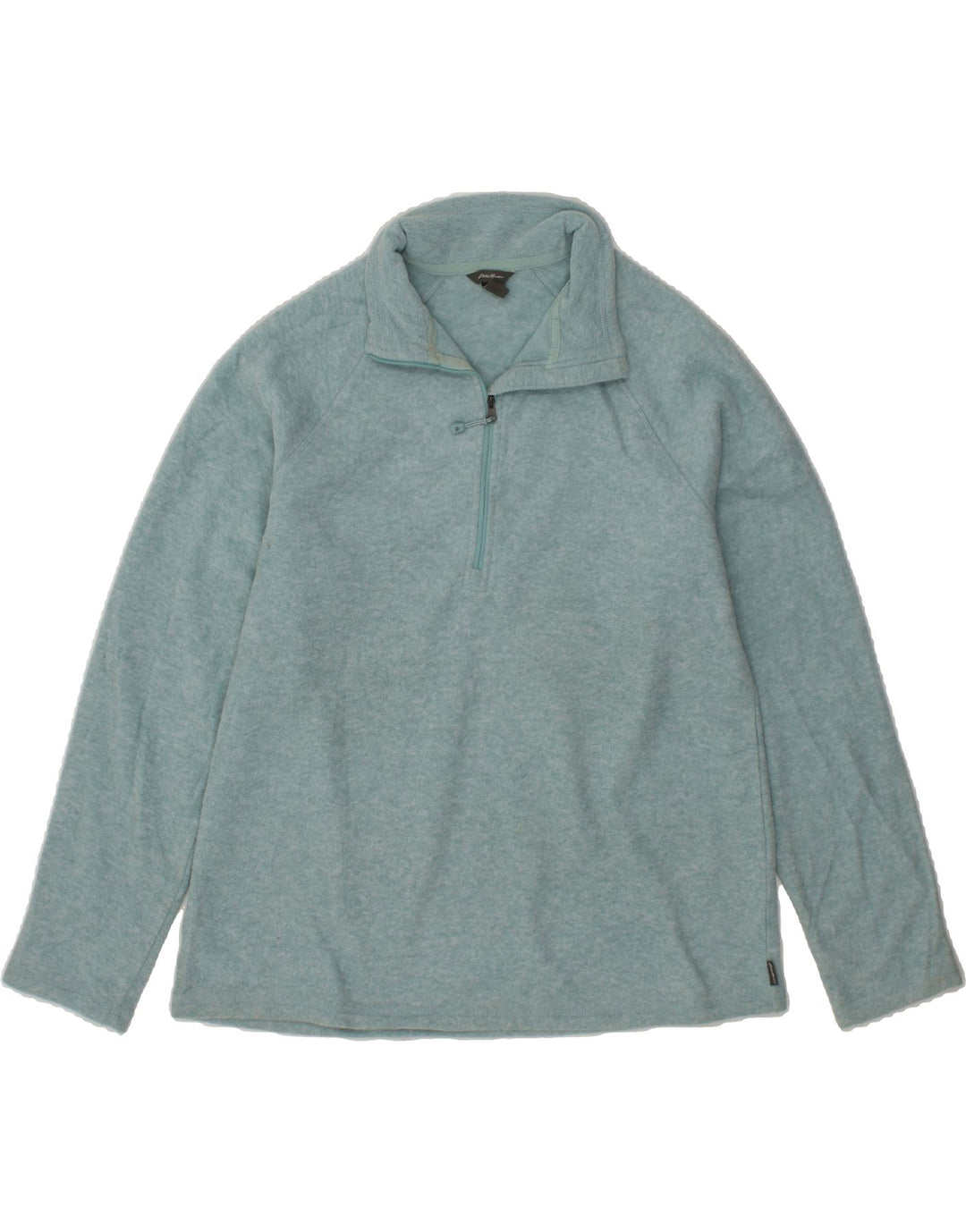 EDDIE BAUER Womens Zip Neck Fleece Jumper UK 16 Large Turquoise Polyester Vintage Eddie Bauer and Second-Hand Eddie Bauer from Messina Hembry 